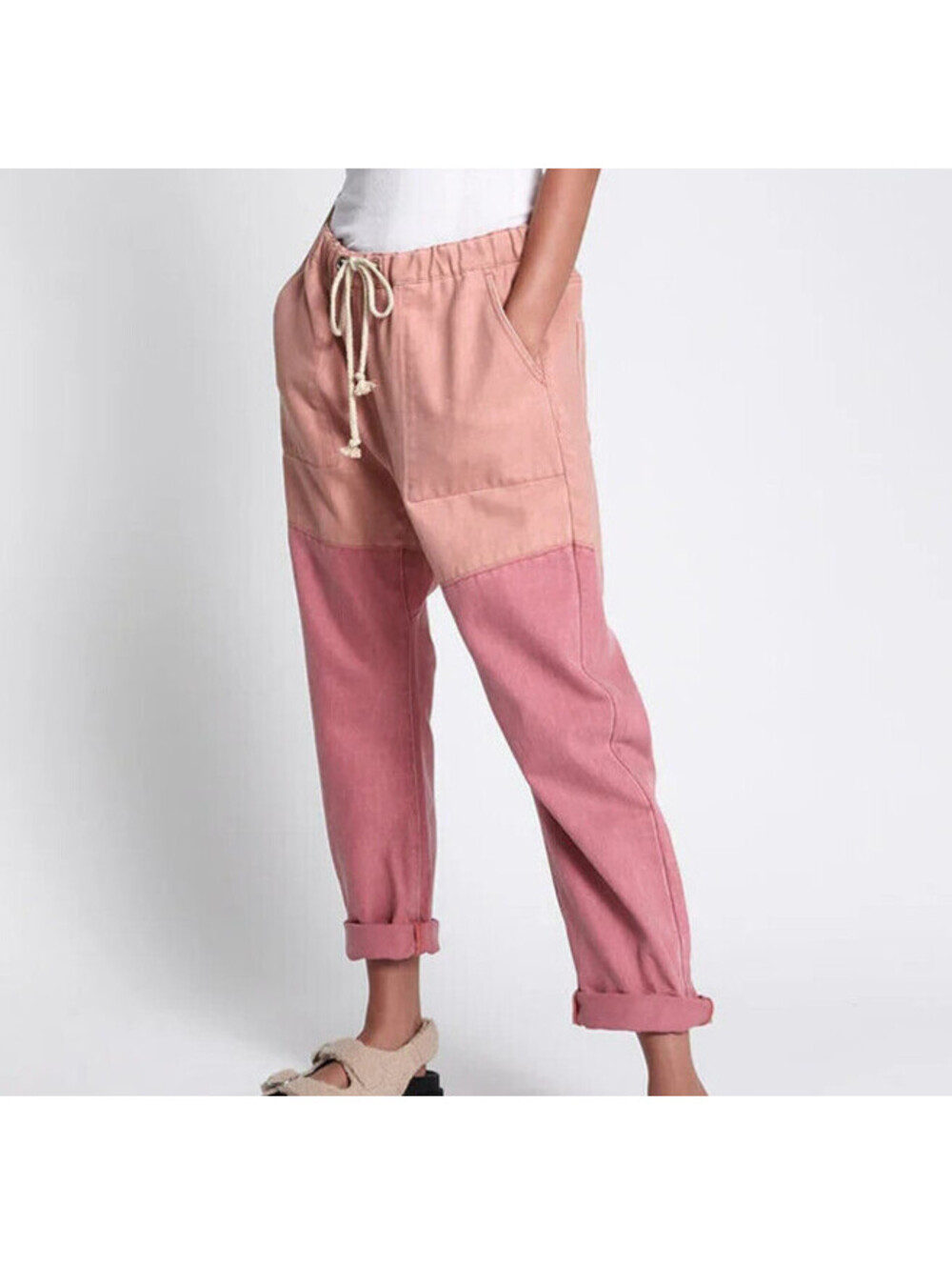 OneTeaspoon Envious Shabbies Drawstring Jean Two Tone Relaxed Fit Pink Medium